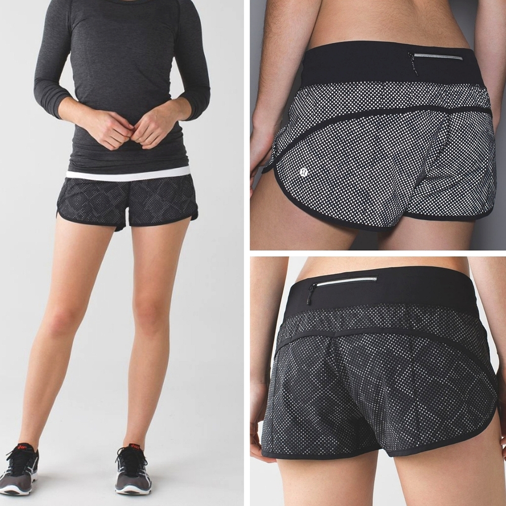Lululemon Speed Shorts Ravish Reptile Silver Black *Lights Out Reflective